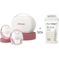 MOMCOZY M6 Handsfree Borstkolf - 2 stuks - Aanpasbare maat borstschild - Met 50 bewaarzakjes voor moedermelk - Elektrisch