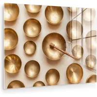 MuchoWow Glasschilderij 80x60 cm - Schilderij acrylglas - Symmetrisch - Goud - Brons - Balans - Foto op glas - Muurdecoratie woonkamer - Wanddecoratie slaapkamer - Schilderijen