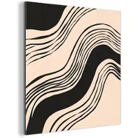 MuchoWow Aluminium schilderij 20x20 cm - Wanddecoratie metaal - Golven - Zwart - Zandkleur - Metalen muurdecoratie woonkamer - Decoratie industrieel - Foto op dibond - Industriële accessoires slaapkamer
