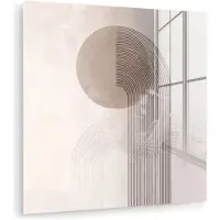 MuchoWow Glasschilderij 50x50 cm - Schilderij acrylglas - Minimalistisch - Cirkel - Lichtgrijs - Foto op glas - Muurdecoratie woonkamer - Wanddecoratie slaapkamer - Schilderijen