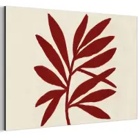 MuchoWow Aluminium schilderij 30x20 cm - Wanddecoratie metaal - Tak - Bladeren - Rood - Metalen muurdecoratie woonkamer - Decoratie industrieel - Foto op dibond - Industriële accessoires slaapkamer