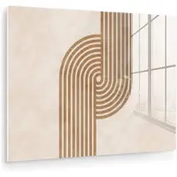 MuchoWow Glasschilderij 160x120 cm - Schilderij acrylglas - Symmetrische bocht - Koperkleurig - Foto op glas - Muurdecoratie woonkamer - Wanddecoratie slaapkamer - Schilderijen