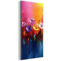 MuchoWow Aluminium schilderij 80x160 cm - Wanddecoratie metaal - Fantasiebloemen - Verf - Speels - Metalen muurdecoratie woonkamer - Decoratie industrieel - Foto op dibond - Industriële accessoires slaapkamer