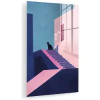 MuchoWow Glasschilderij 60x90 cm - Schilderij acrylglas - Astronaut - Neon - Roze - Wolken - Foto op glas - Muurdecoratie woonkamer - Wanddecoratie slaapkamer - Schilderijen