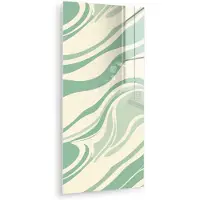 MuchoWow Glasschilderij 40x80 cm - Schilderij acrylglas - Organische lijnen - Mintgroen - Marmer - Foto op glas - Muurdecoratie woonkamer - Wanddecoratie slaapkamer - Schilderijen