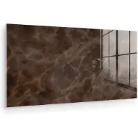 MuchoWow Glasschilderij 120x60 cm - Schilderij acrylglas - Bruin marmer - Organisch - Natuursteen - Foto op glas - Muurdecoratie woonkamer - Wanddecoratie slaapkamer - Schilderijen
