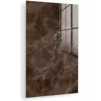 MuchoWow Glasschilderij 120x180 cm - Schilderij acrylglas - Bruin marmer - Organisch - Natuursteen - Foto op glas - Muurdecoratie woonkamer - Wanddecoratie slaapkamer - Schilderijen