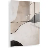 MuchoWow Glasschilderij 120x160 cm - Schilderij acrylglas - Contourlijnen - Abstracte landschap - Foto op glas - Muurdecoratie woonkamer - Wanddecoratie slaapkamer - Schilderijen
