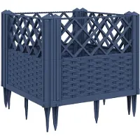 vidaXL Plantenbak met pinnen 43,5x43,5x43,5 cm polypropeen blauwgrijs