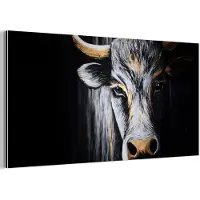 MuchoWow Aluminium schilderij 120x60 cm - Wanddecoratie metaal - Stier - Hoorns - Snuit - Goud - Metalen muurdecoratie woonkamer - Decoratie industrieel - Foto op dibond - Industriële accessoires slaapkamer