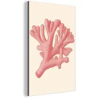 MuchoWow Aluminium schilderij 80x120 cm - Wanddecoratie metaal - Koraal - Stipjes - Roze - Metalen muurdecoratie woonkamer - Decoratie industrieel - Foto op dibond - Industriële accessoires slaapkamer