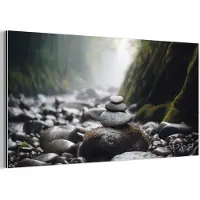MuchoWow Aluminium schilderij 40x20 cm - Wanddecoratie metaal - Stenen - Stapel - Natuur - Metalen muurdecoratie woonkamer - Decoratie industrieel - Foto op dibond - Industriële accessoires slaapkamer