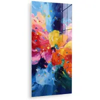 MuchoWow Glasschilderij 80x160 cm - Schilderij acrylglas - Golvend - Energie - warm - Foto op glas - Muurdecoratie woonkamer - Wanddecoratie slaapkamer - Schilderijen