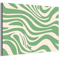MuchoWow Aluminium schilderij 120x80 cm - Wanddecoratie metaal - Zebrapatroon - Groen - Retro - Metalen muurdecoratie woonkamer - Decoratie industrieel - Foto op dibond - Industriële accessoires slaapkamer