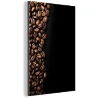 MuchoWow Aluminium schilderij 40x60 cm - Wanddecoratie metaal - Koffiebonen - Zwart - Eenvoudig - Metalen muurdecoratie woonkamer - Decoratie industrieel - Foto op dibond - Industriële accessoires slaapkamer
