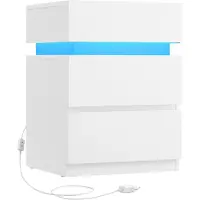 Vasagle Nachtkastje met LED-verlichting, Wit