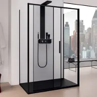 Lacus Douchecabine torcello aluminium helder glas zwart