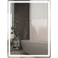 HOMCOM badkamerspiegel - glas kunststof - 80L x 60B x 4H cm - zilver