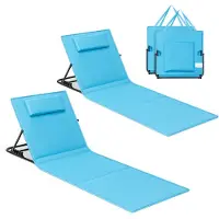 Songmics Set van 1 strandligstoelen met traploos verstelbare rugleuning, blauw / 2
