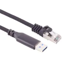 S-Impuls USB-A LAN Adapterkabel 1G, USB Typ A Stecker auf RJ45, ALU, schwarz, 2m