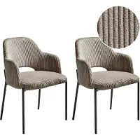 Beliani RATON - Eetkamerstoel set van 2 - Taupe - Corduroy