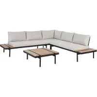 Beliani BELLARIVA - Loungeset-Wit-Eucalyptushout