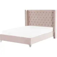 Beliani LUBBON - Tweepersoonsbed - Roze - 180 x 200 cm - Fluweel