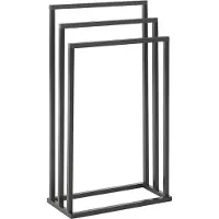 Beliani Handdoekhouders + handdoekhaken, Handdoekenrek zwart / donker hout schaduw 45 x 84 cm 3 armen CHARRAS