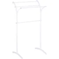Beliani Handdoekhouders + handdoekhaken, Handdoekenrek staal wit 51 x 91 cm vrijstaand 4 armen YOPAL