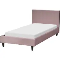 Beliani FITOU - Eenpersoonsbed - Lichtroze - 90 x 200 cm - Fluweel