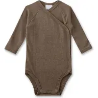 Sanetta - Kid's Wrapover Body 1/1 Wool - Merino-ondergoed 56/62, bruin