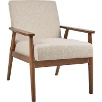 Beliani ESRUM - Fauteuil - Beige - Polyester/Rubberhout