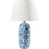 Beliani AIBONITO - Tafellamp - Wit/Blauw - Porselein/Linnen