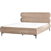 Beliani LESSAY - Tweepersoonsbed - Taupe - 180 x 200 cm - Fluweel