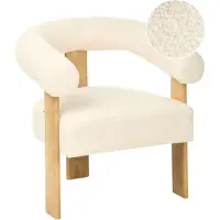 Beliani ILBRO - Fauteuil - Gebroken wit/Lichtbruin - Bouclé
