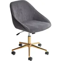Beliani BARDSDALE - Bureaustoel - Donkergrijs - Fluweel
