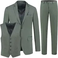 Gents - pak / kostuum 3-delig blend - Polyblend - Groen - Maat 50/50
