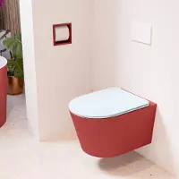 Mondiaz LAVIE hangend toilet single fire rimless diepspoel Fire, Toiletzitting met quick-release & softclose Clay