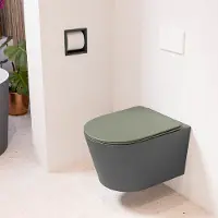 Mondiaz LAVIE hangend toilet single fire rimless diepspoel Dark Grey, Toiletzitting met quick-release & softclose Army