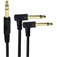 Dolphix 6,35mm Jack stereo - 2x 6,35mm Jack mono haaks kabel | verguld | 3 meter