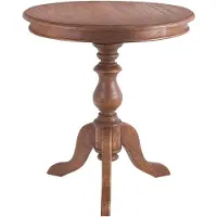 CLP Wiva Bijzettafel - rond - hout - 70cm diameter - voor woonkamer en eetkamer - Mindihout met tafelblad - bruin