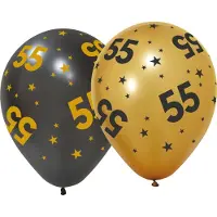 We Fiesta 18 ballonnen 12" 3 met goud / 3 zwart 55 jaar Golden Celebrations - Versiering Slinger Feestdecoratie Decoratie Verjaardag Jubileum Ballon Feest