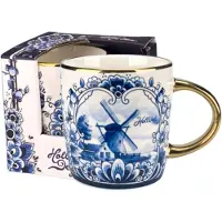 Matix Mokken - Set van 2 - 250 ml - Mokken Delfts blauw - Molen - Holland souvenir - Hollandse cadeautjes