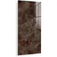 MuchoWow Glasschilderij 20x40 cm - Schilderij acrylglas - Bruin marmer - Organisch - Natuursteen - Foto op glas - Muurdecoratie woonkamer - Wanddecoratie slaapkamer - Schilderijen