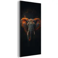 MuchoWow Aluminium schilderij 20x40 cm - Wanddecoratie metaal - Olifant - Oranje - Oren - Metalen muurdecoratie woonkamer - Decoratie industrieel - Foto op dibond - Industriële accessoires slaapkamer