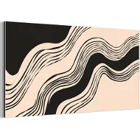 MuchoWow Aluminium schilderij 40x20 cm - Wanddecoratie metaal - Golven - Zwart - Zandkleur - Metalen muurdecoratie woonkamer - Decoratie industrieel - Foto op dibond - Industriële accessoires slaapkamer