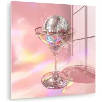 MuchoWow Glasschilderij 90x90 cm - Schilderij acrylglas - Martiniglas - Discobal - Fonkelende lichtvlekken - Foto op glas - Muurdecoratie woonkamer - Wanddecoratie slaapkamer - Schilderijen