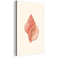 MuchoWow Aluminium schilderij 80x120 cm - Wanddecoratie metaal - Schelp - Roze - Structuur - Metalen muurdecoratie woonkamer - Decoratie industrieel - Foto op dibond - Industriële accessoires slaapkamer