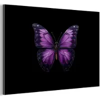 MuchoWow Aluminium schilderij 60x40 cm - Wanddecoratie metaal - Vlinder - Paars - Levendig - Metalen muurdecoratie woonkamer - Decoratie industrieel - Foto op dibond - Industriële accessoires slaapkamer