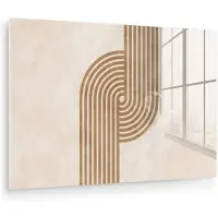 MuchoWow Glasschilderij 60x40 cm - Schilderij acrylglas - Symmetrische bocht - Koperkleurig - Foto op glas - Muurdecoratie woonkamer - Wanddecoratie slaapkamer - Schilderijen